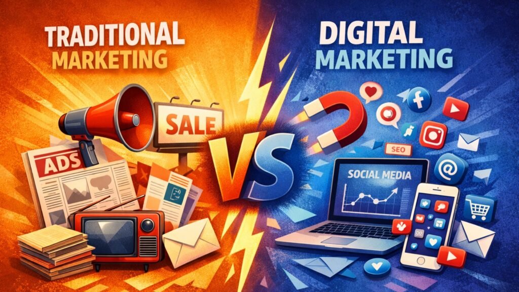 Traditional Marketing vs Digital Marketing: Which Is Better? Comparison between traditional marketing and digital marketing methods